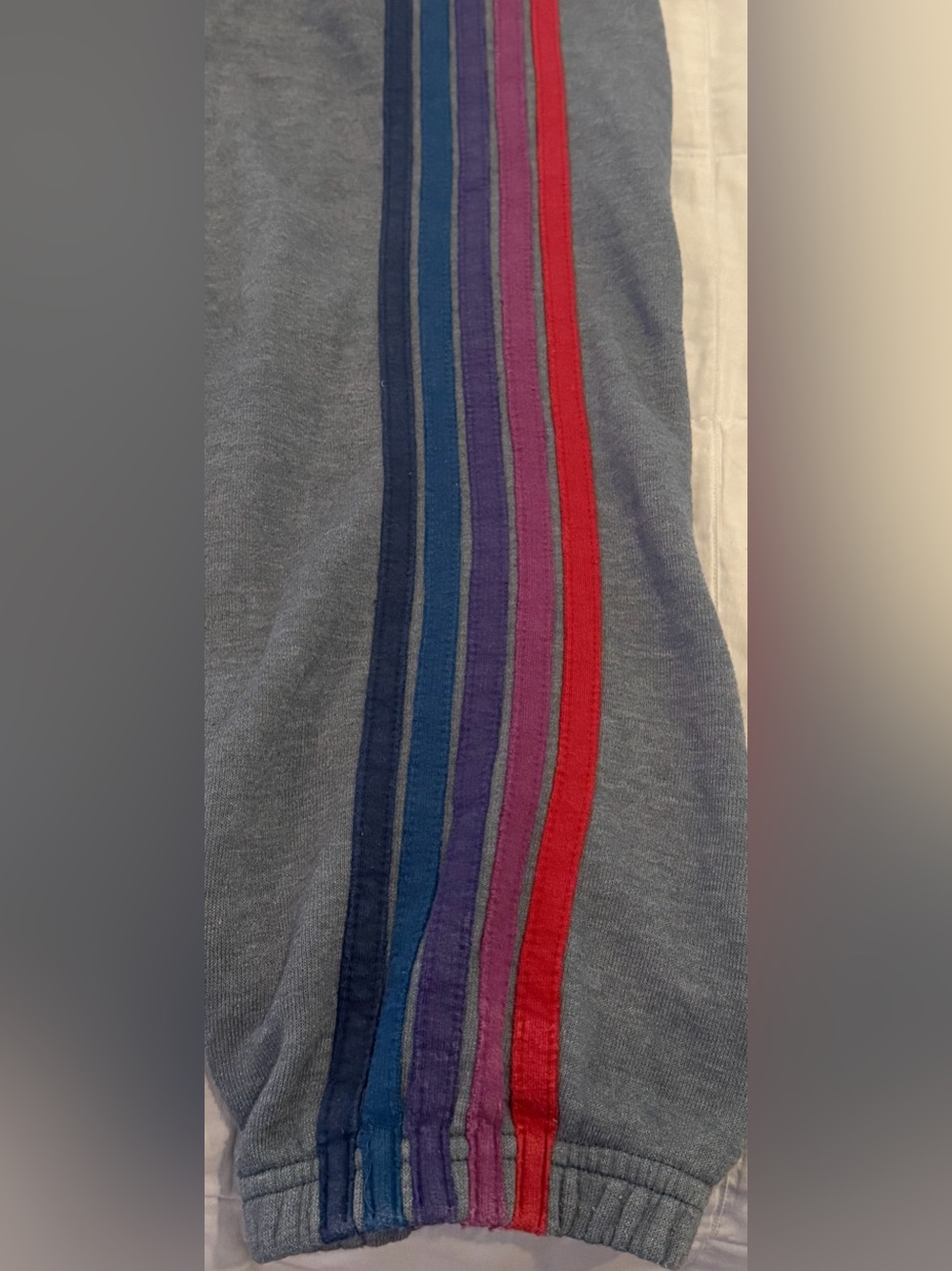 Aviator Nation 5 Stripe Gray Blue Pink Red Striped Sweatpants Size XL